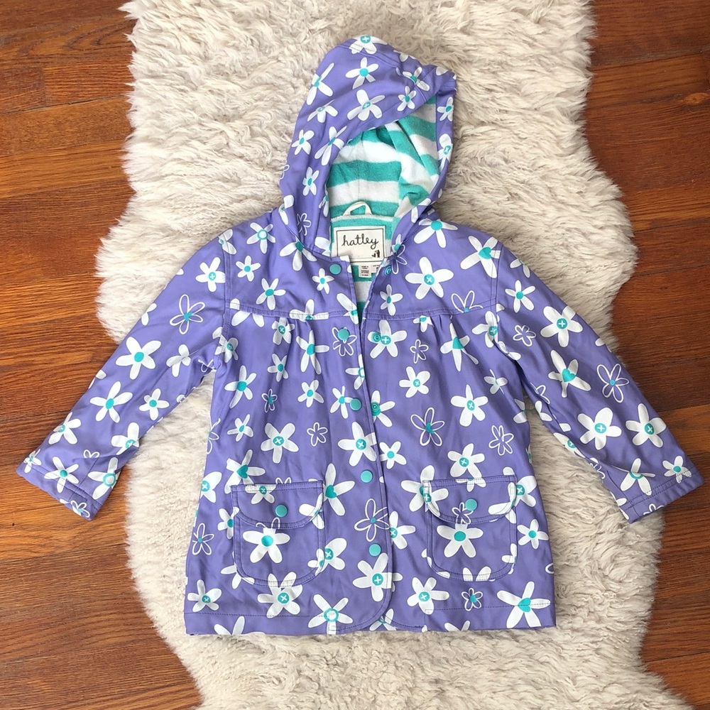 Hatley Kids' Purple and White Floral Raincoat